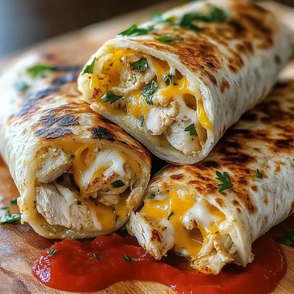 Melt-in-Your-Mouth Ooey-Gooey Cheesy Garlic Chicken Wraps