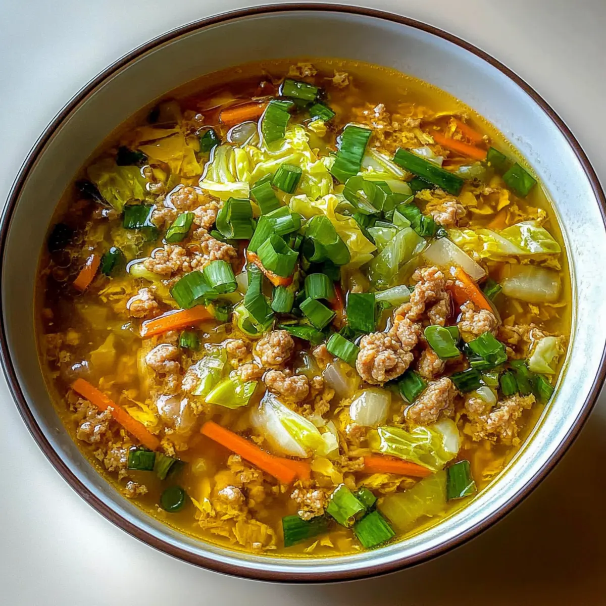 Egg Roll Soup with Green Onions and Ginger