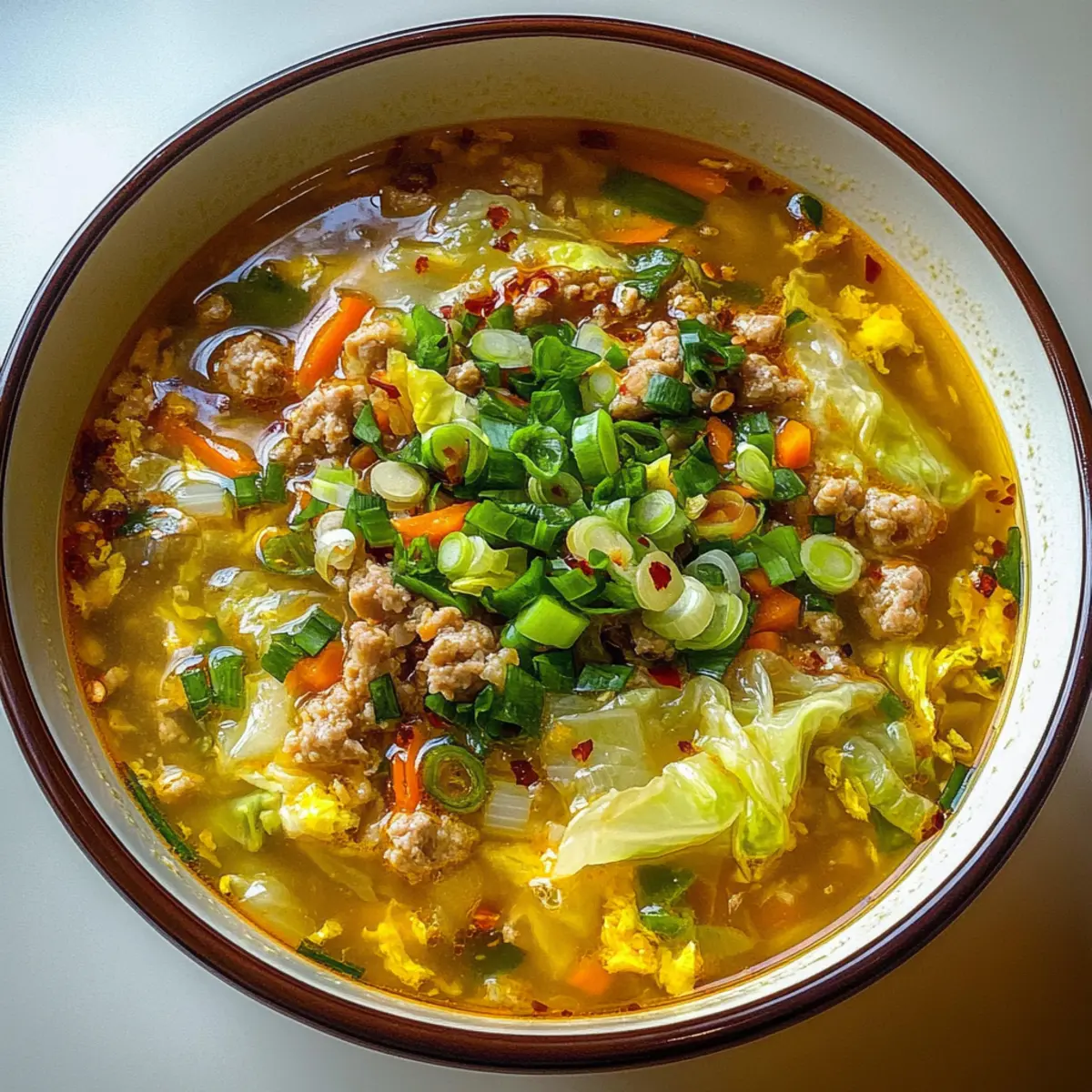 Irresistible Egg Roll Soup with Green Onions and Ginger Delight
