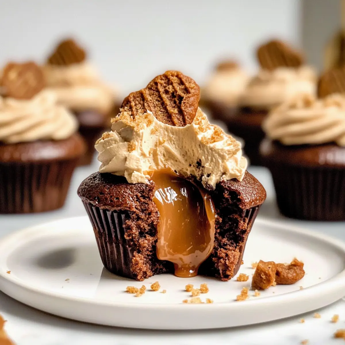 Decadent Chocolate Biscoff Cupcakes with Gooey Filling