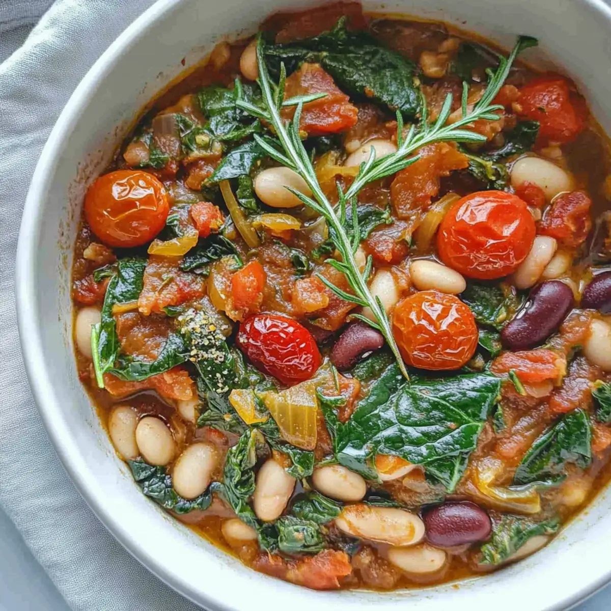 Cozy Roasted Tomato, White Bean and Spinach Stew Recipe