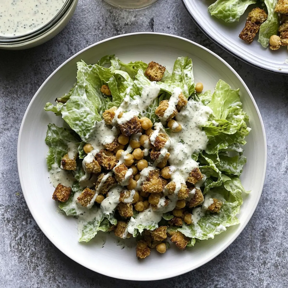 Crispy Chickpea Croutons Elevate Simple Romaine Caesar Salad