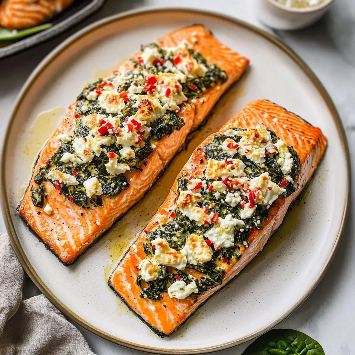 Stuffed Salmon With Spinach & Feta for a Healthy Dinner Delight