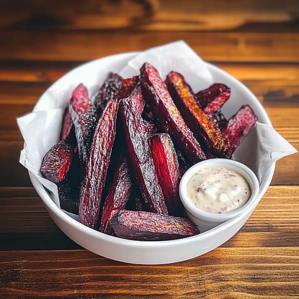 Crispy Oven Baked Beet Fries with Spicy Aioli Delight