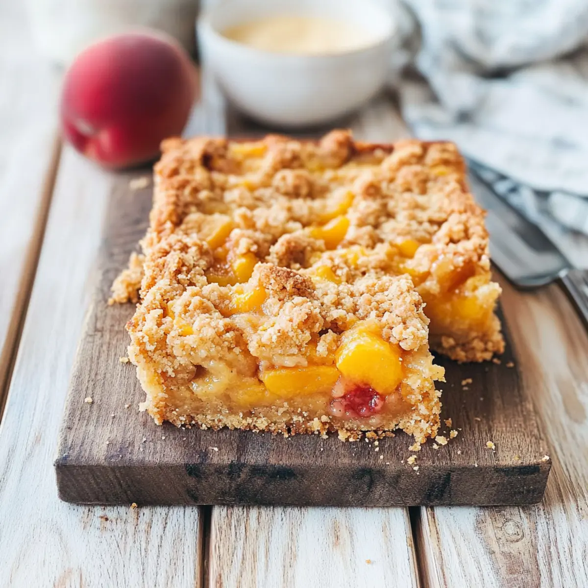 Peaches and Cream Crumble Bars for Sweet Summer Bliss