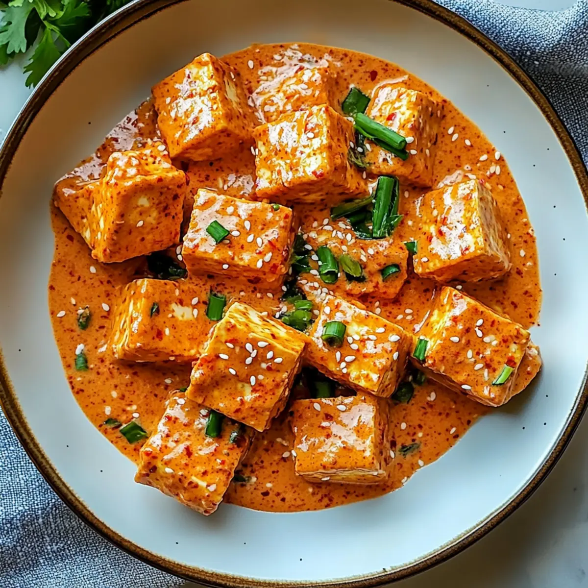 Savory Spicy Tofu with Creamy Coconut Sauce in 40 Minutes