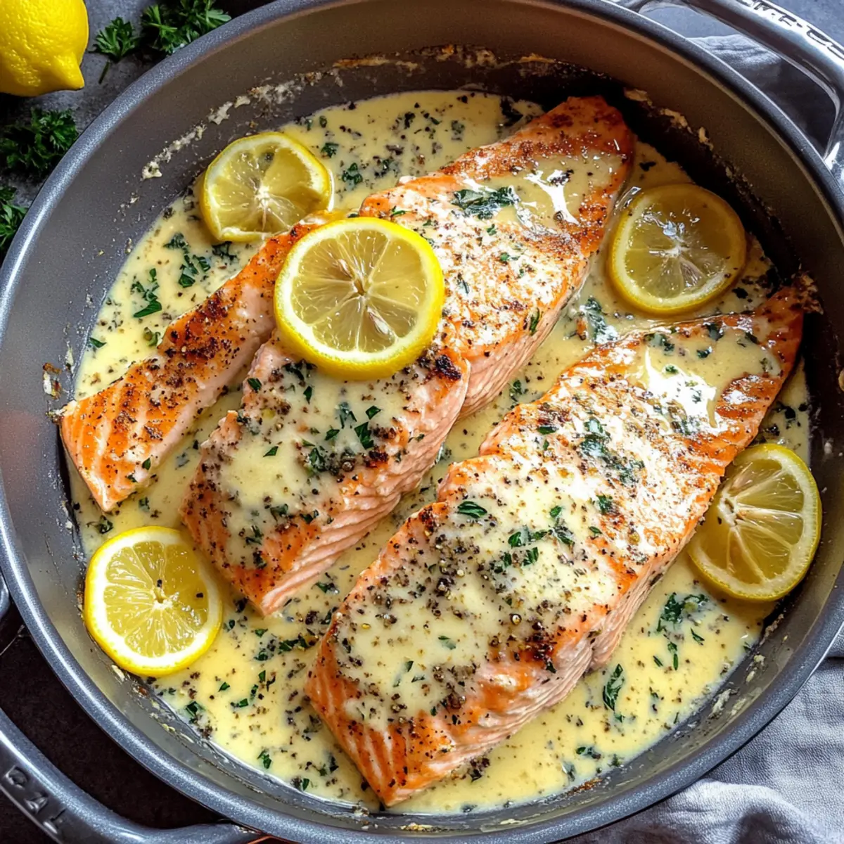 Baked Salmon with Lemon Butter Cream Sauce: A 25-Minute Delight