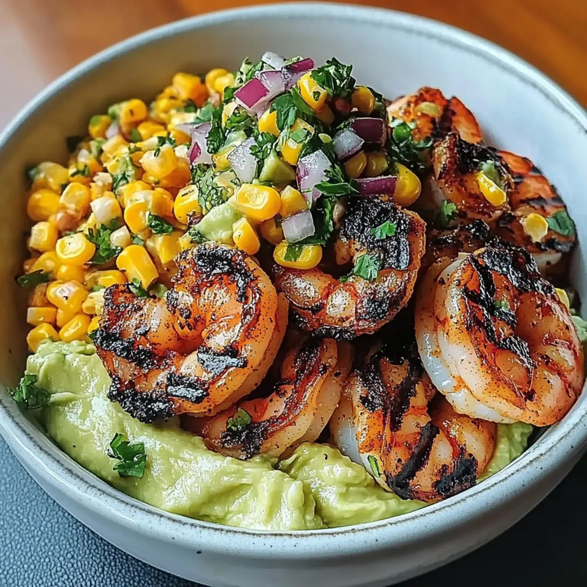 Delicious Grilled Shrimp Bowl With Avocado & Corn Salsa Delight