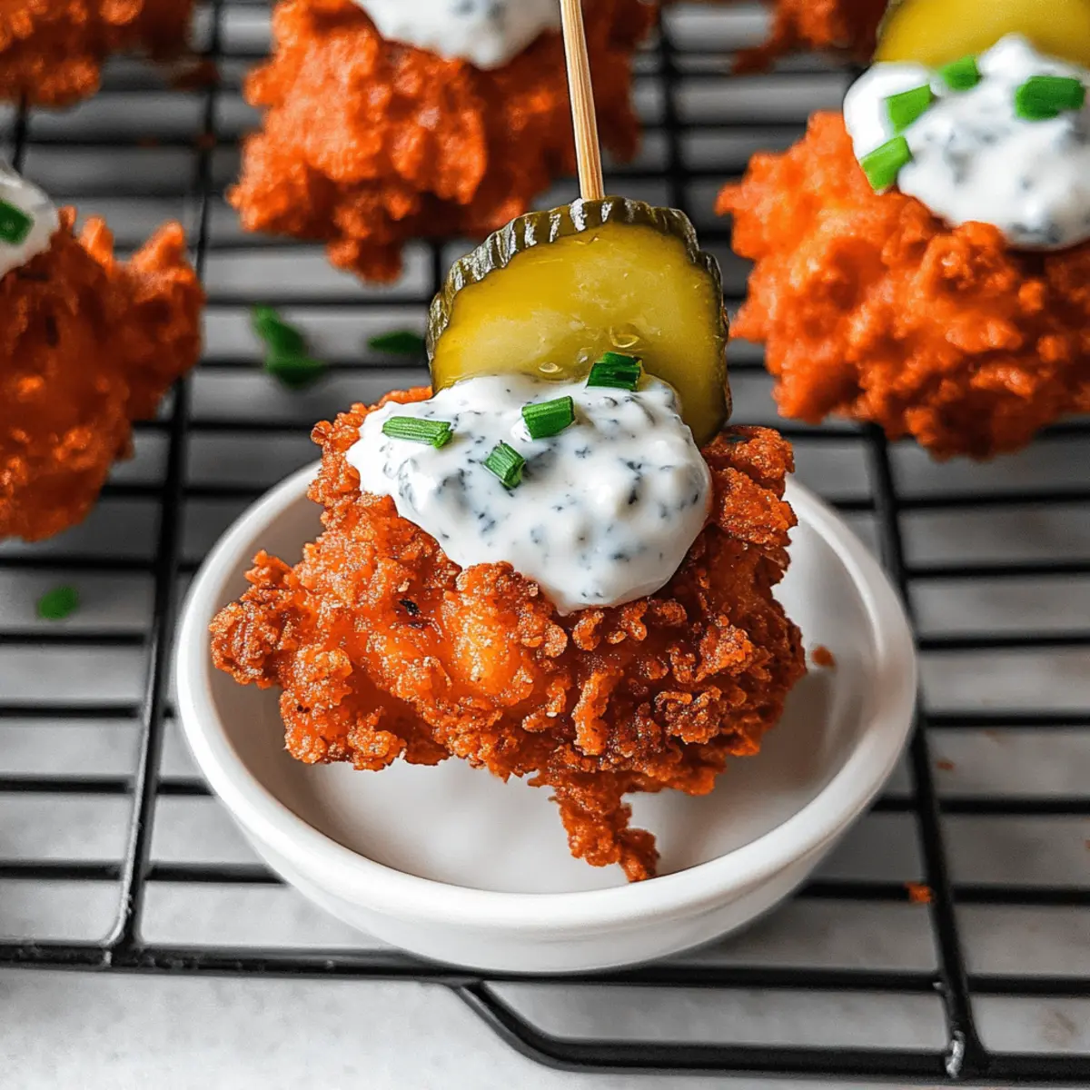 Crispy Pickle-Brined Chicken Bites with Blue Cheese Dip