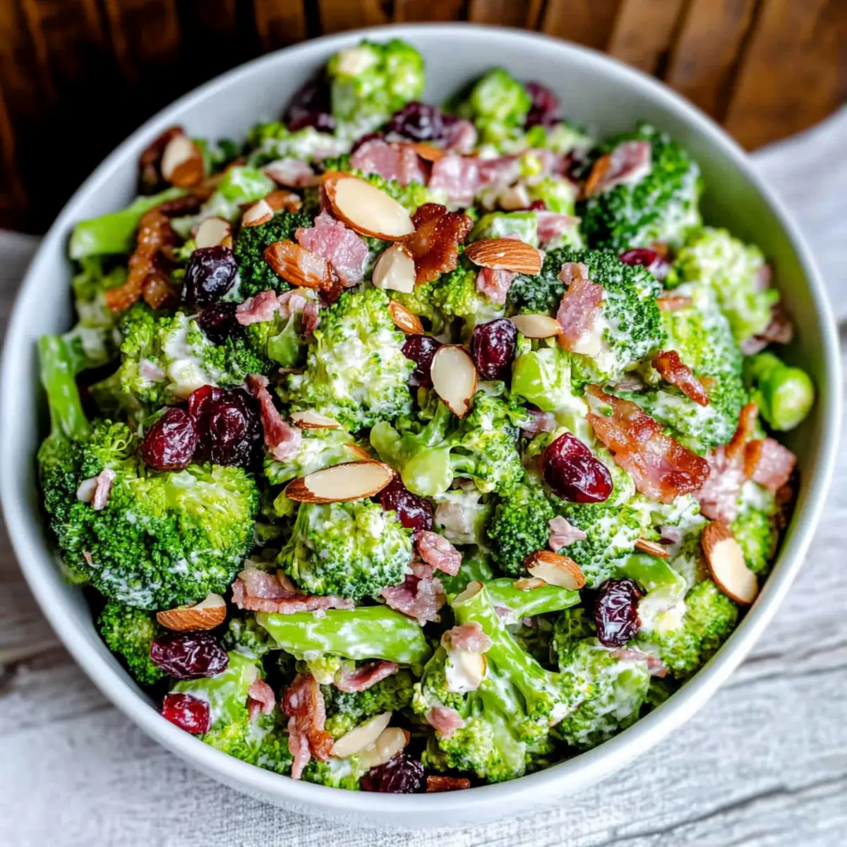 Irresistible Broccoli Salad with Bacon and Crunchy Almonds