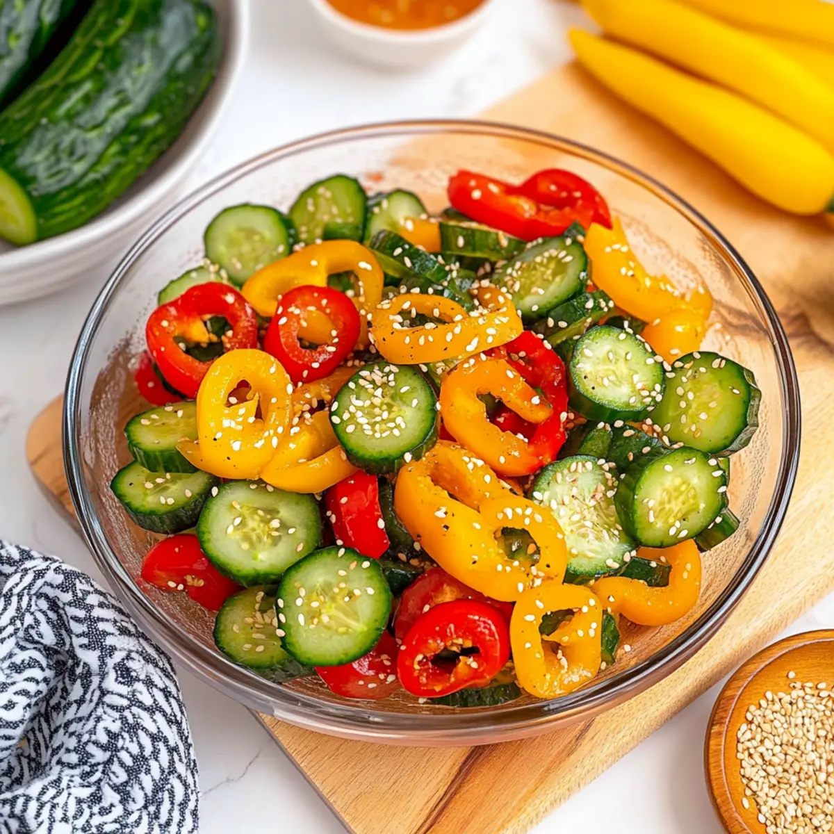 Crisp Cucumber and Sweet Pepper Salad with Zesty Dressing