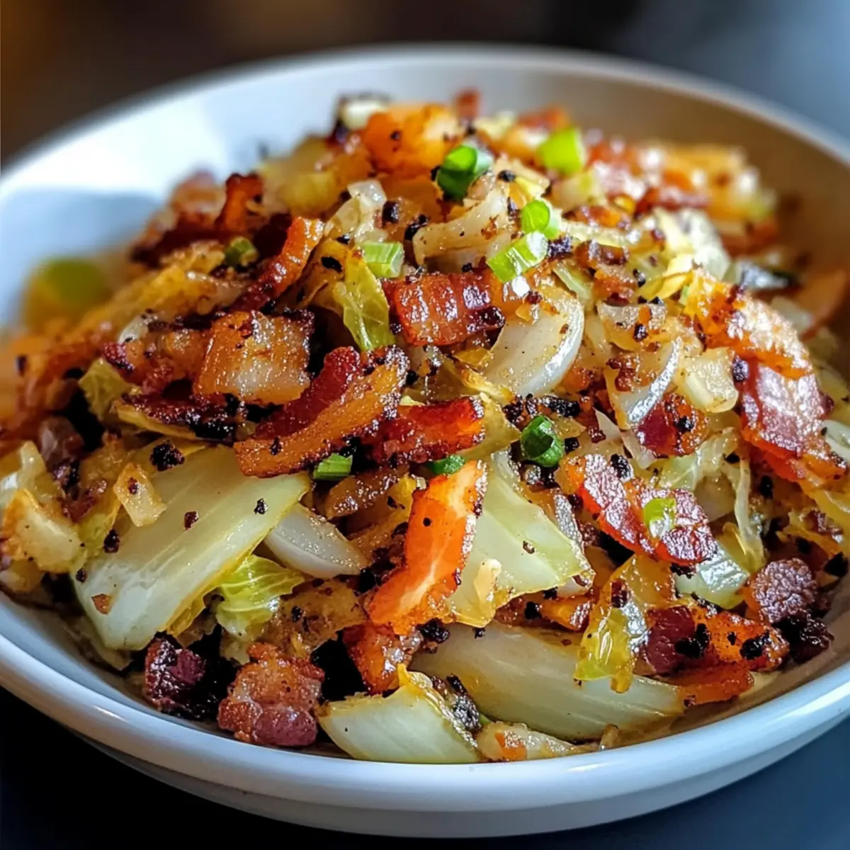 Fried Cabbage with Bacon, Onion, and Garlic for Comfort Food Lovers