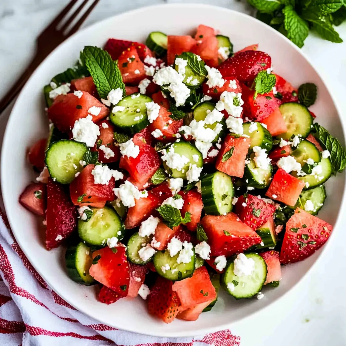 Refreshing Watermelon Strawberry Cucumber Salad for Summer Bliss