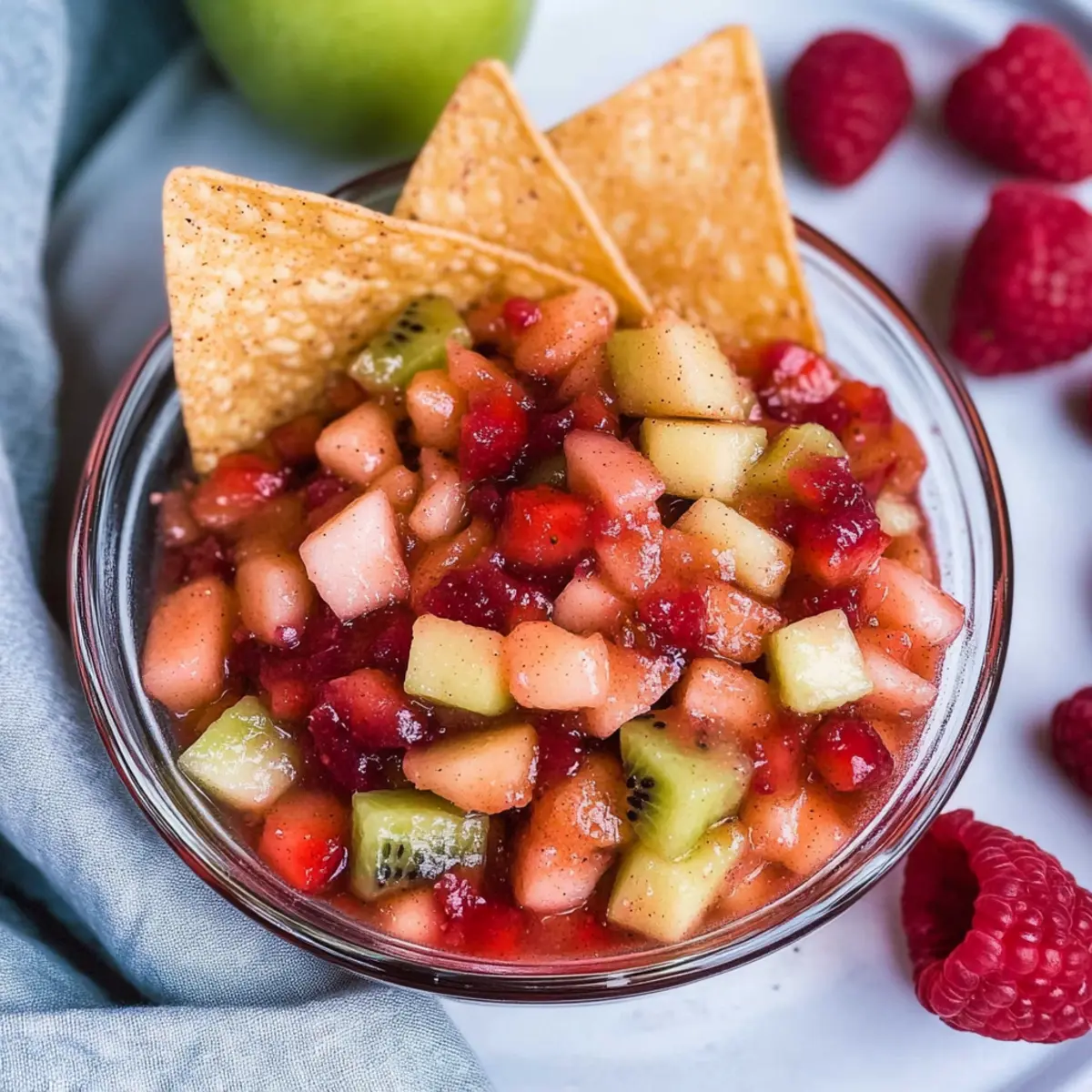 Fresh Fruit Salsa with Cinnamon Sugar Tortilla Chips Delight